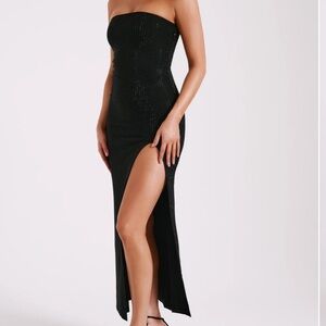 Meshki - Jenny Strapless Diamante Dress - Black
